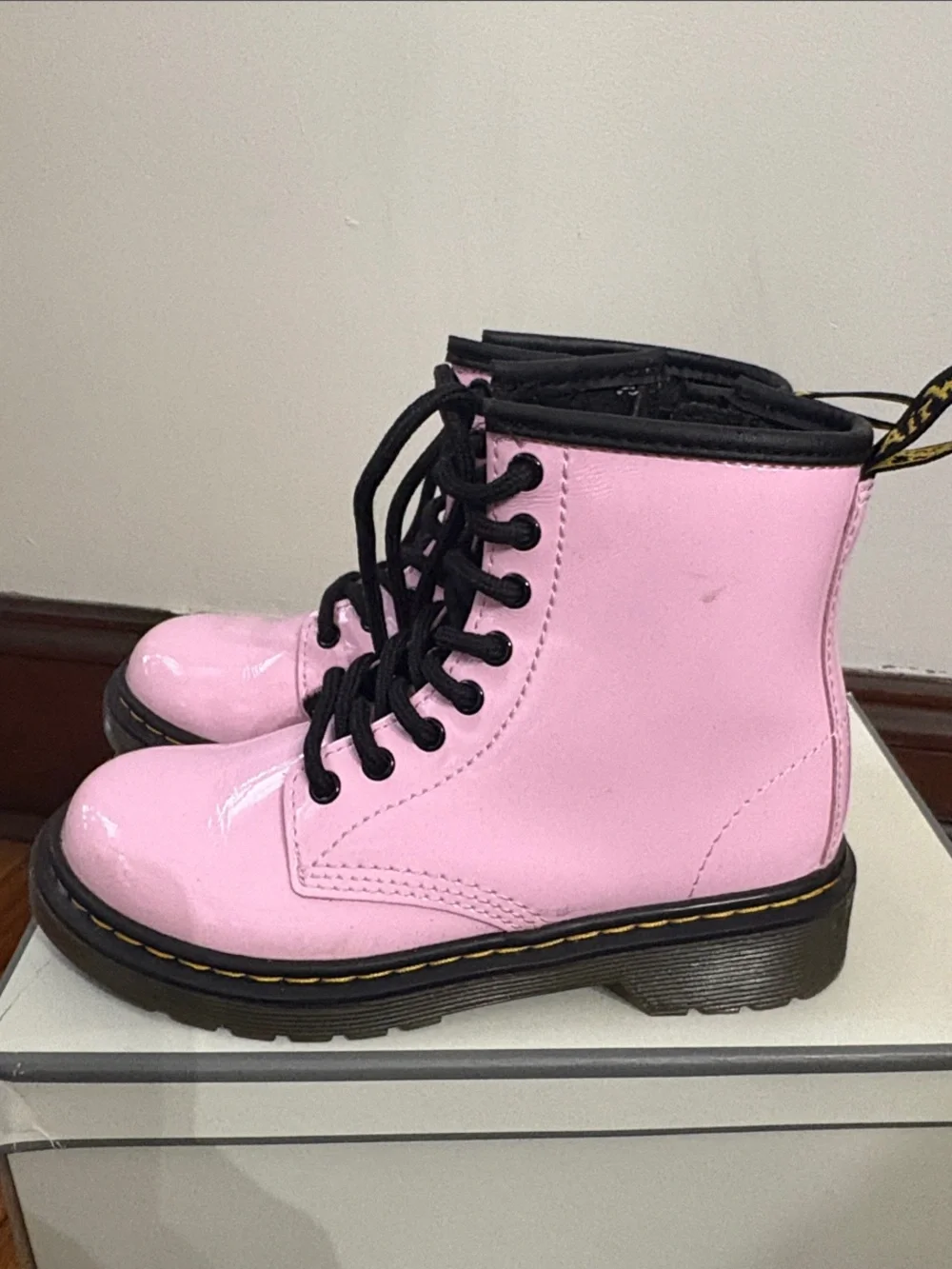 Pink Lace-Up Patent Doc Marten Boots - Girls